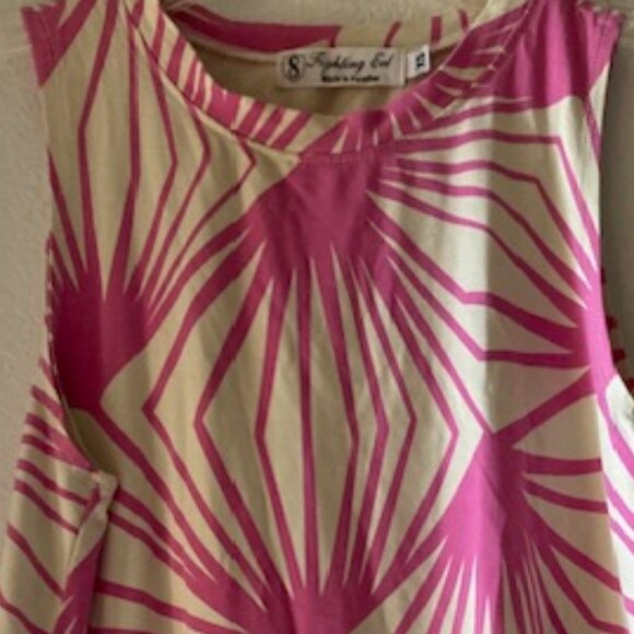 EUC FIGHTING EEL AVA SKY HONOLULU PINK PALMS WHITE TANK HAWAII GLAM LOVELY XS - Picture 15 of 15